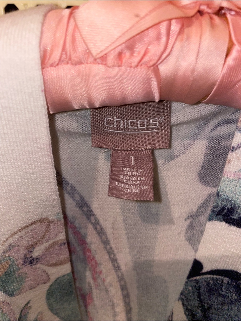 🛍️Nana’s Corner🥂 Chico’s Open-Front Floral Watercolor Jacket in Multi Sz 1 - Picture 3 of 6